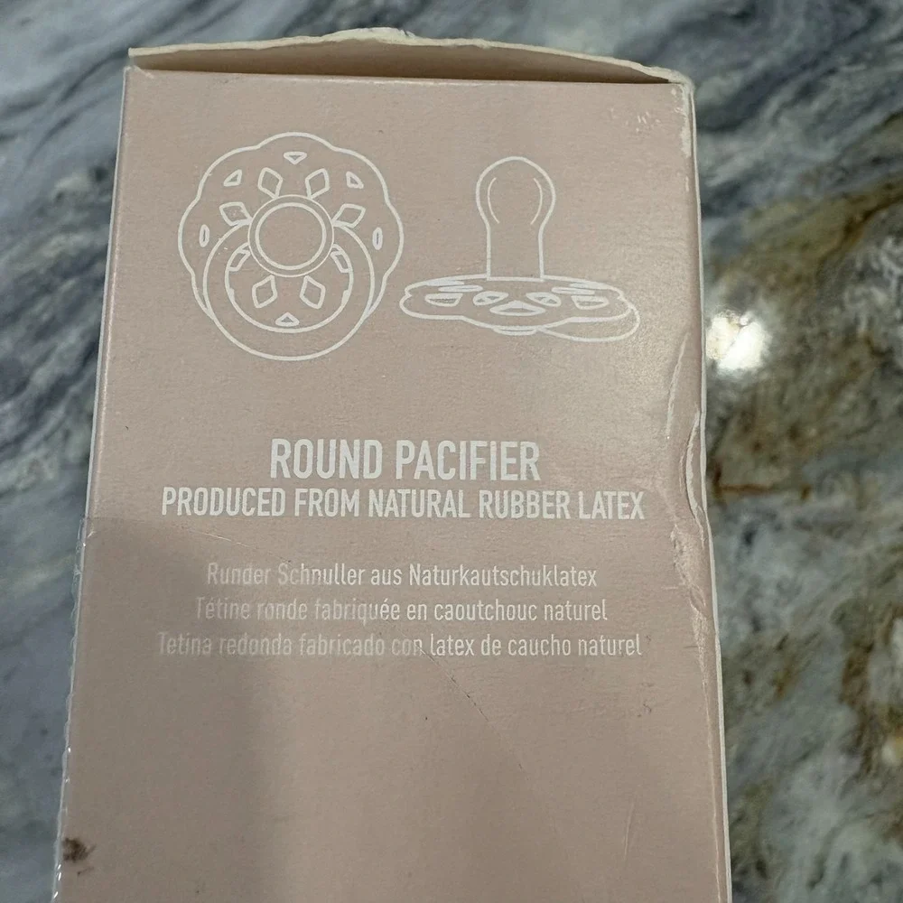 Pack Of 2 Bibs Cream Boheme Natural Denmark Rubber Round Baby Pacifier Size 1